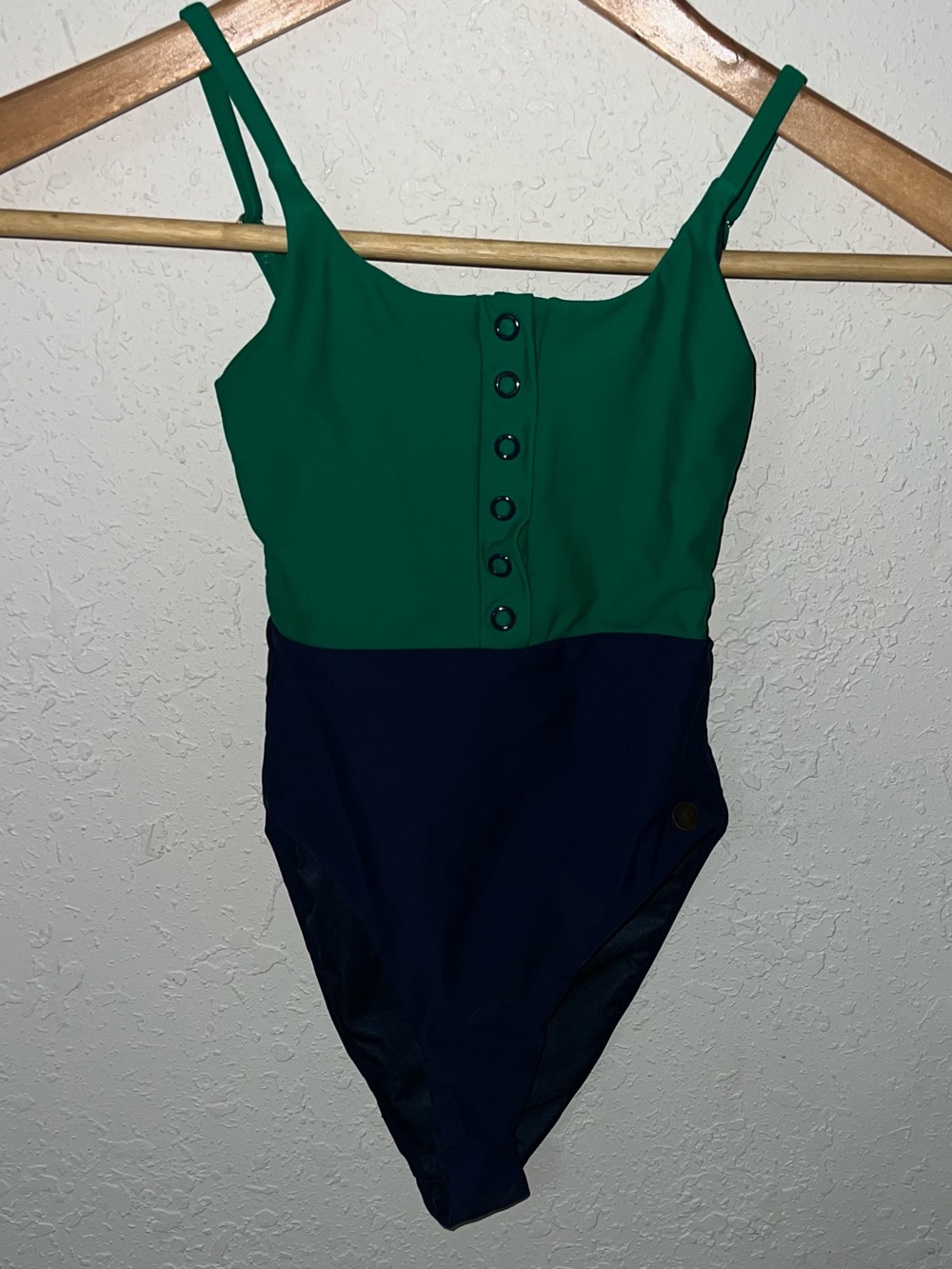 Zyia Active Girls "Lake Darling" One-Piece Swimsuit Green Blue Size 4-5.